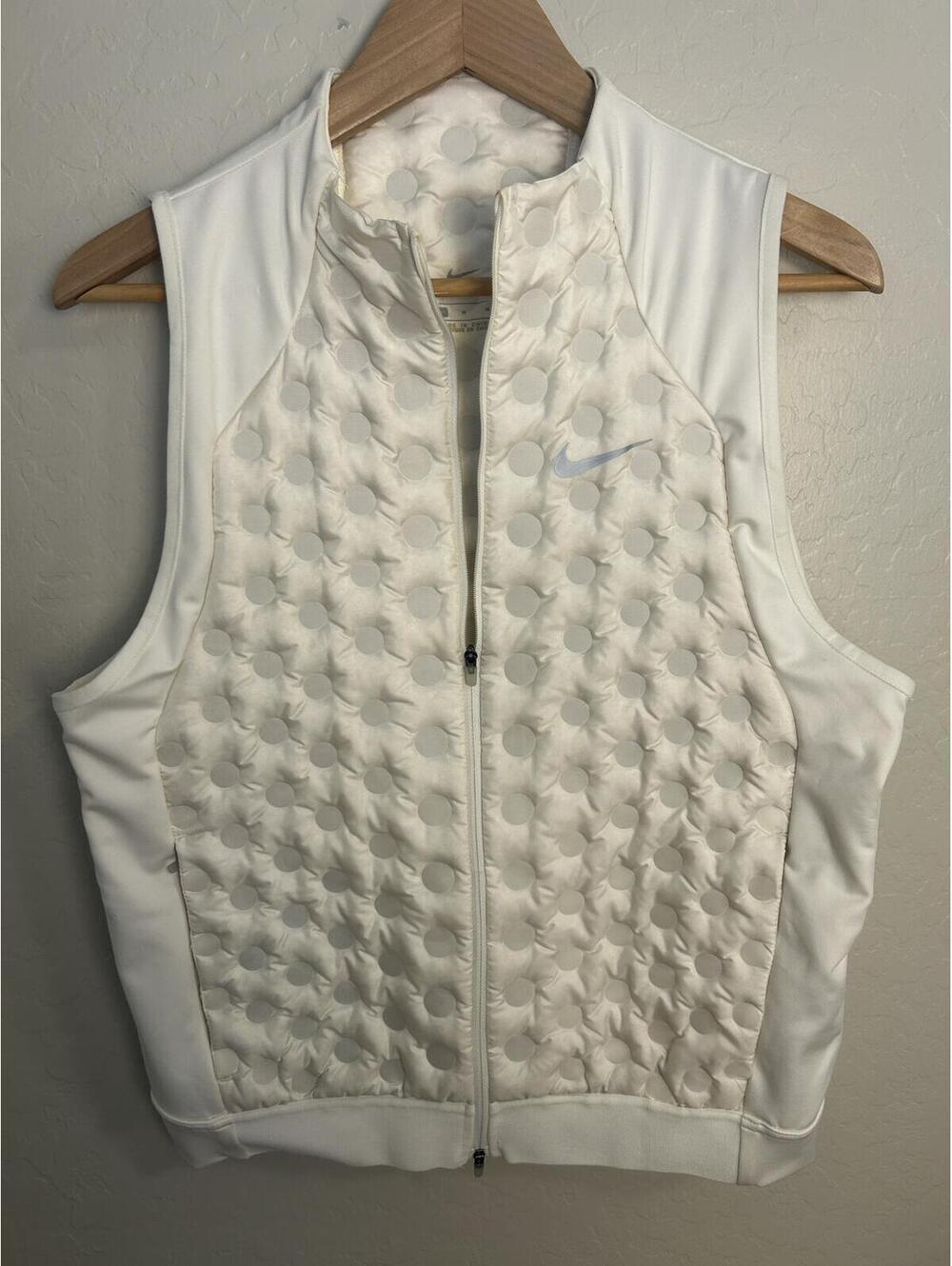 Nike Aeroloft Quilted Puffer Vest Women's Size M Cream White Zip Up
